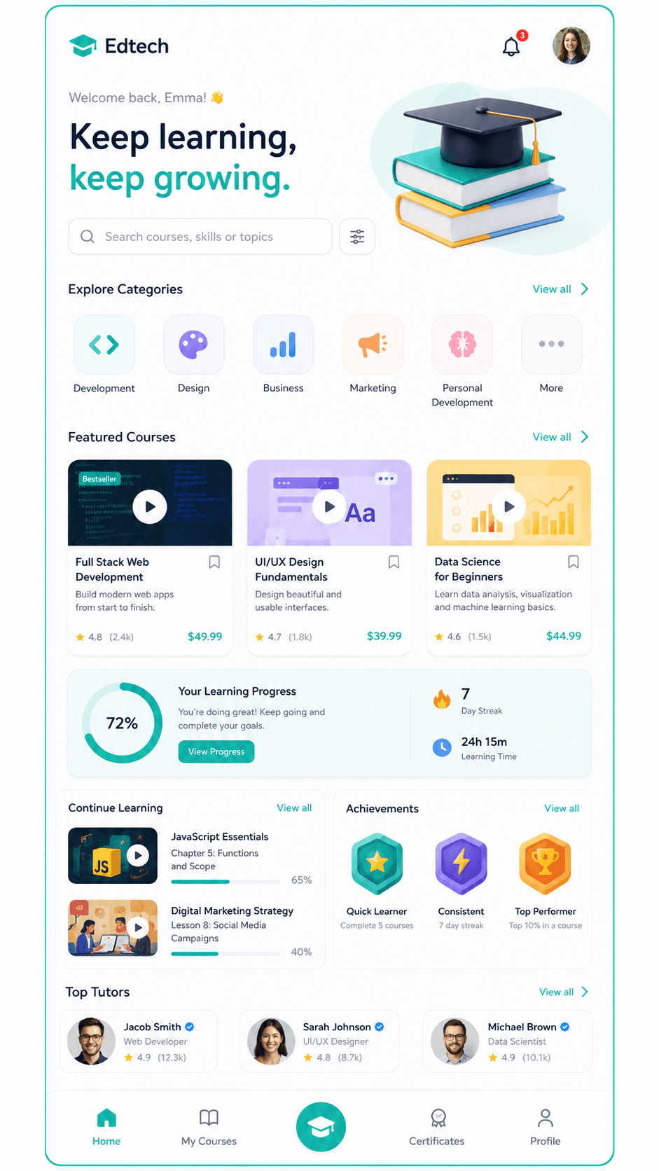 EdTech · Mobile app mock-up